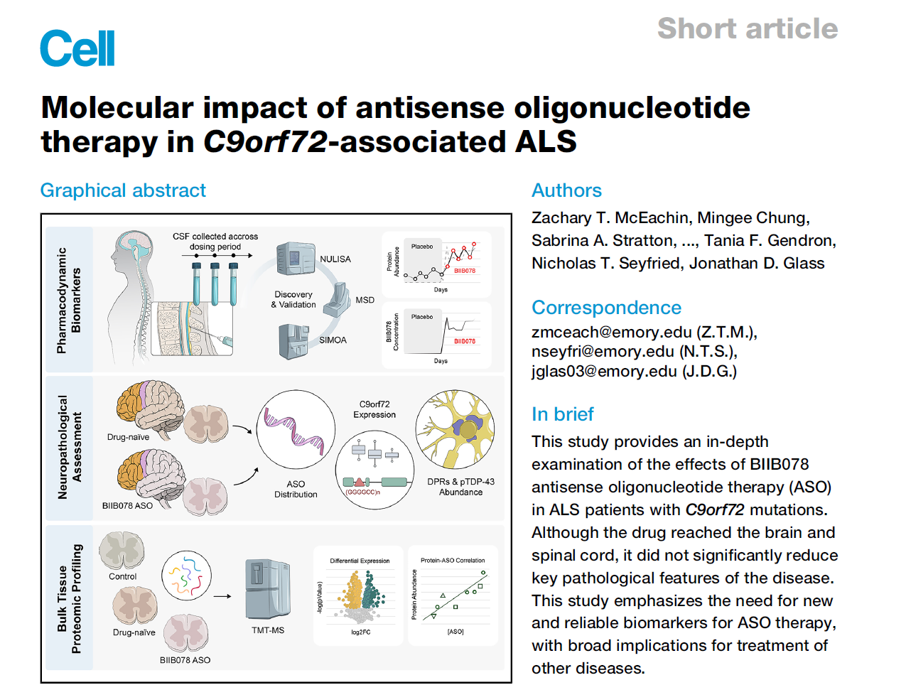 CELL：埃默里大学借助NULISA技术筛选鉴定CCL26为渐冻症ALS基因治疗药效学生物标志物