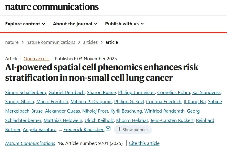 超越传统分期系统！新方法显著提升非小细胞肺癌风险分层准确性，破解肿瘤微环境细胞空间排列密码
